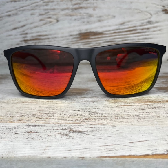 CARRERA Sunglasses Mirrored Square Lenses Carbon Fiber Unisex Mens Womens